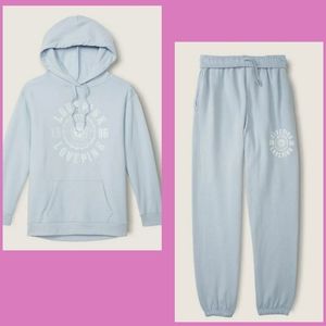 Victorias Secret VS PINK outfit blue fog set hoodie campus pants